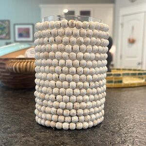 Anthropologie Cream Beaded Vase